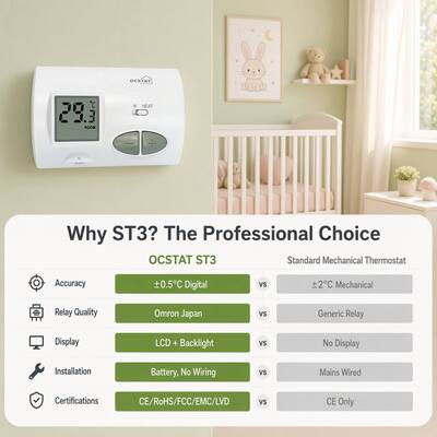 Mounts On Wall Or Junction Box Adjustable 230V Boier Simple Thermostat Featuring NTC Sensor Providing Consistent Heat Regulation and Superior Food