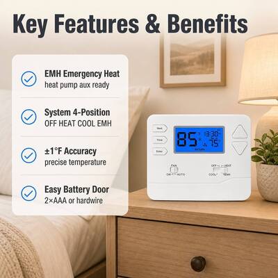 Riseem Dependable Operation Air Source Heat Pump Thermostat with Internal NTC Sensor in HEAT Mode