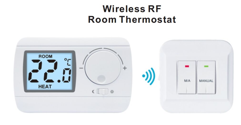 Switchable Voltage 24-230V RF Room Non-programamble Thermostat Wall-mounted White Customized Wireless Thermostat Ideal for Energy Heating Systems