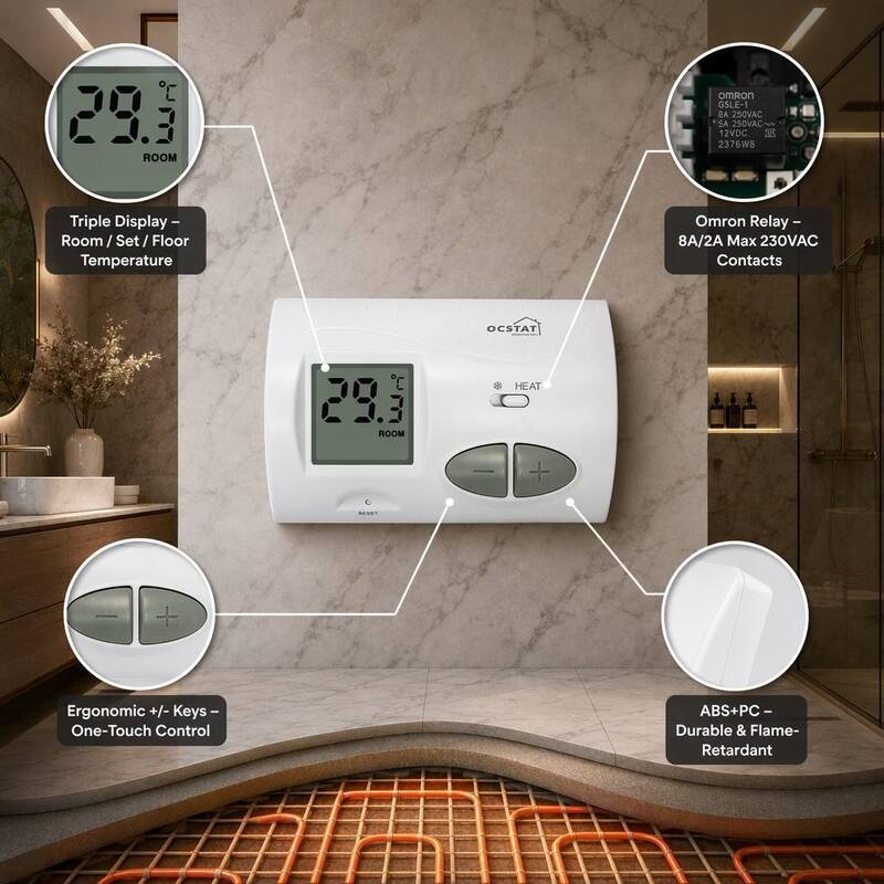Mounts On Wall Or Junction Box Adjustable 230V Boier Simple Thermostat Featuring NTC Sensor Providing Consistent Heat Regulation and Superior Food