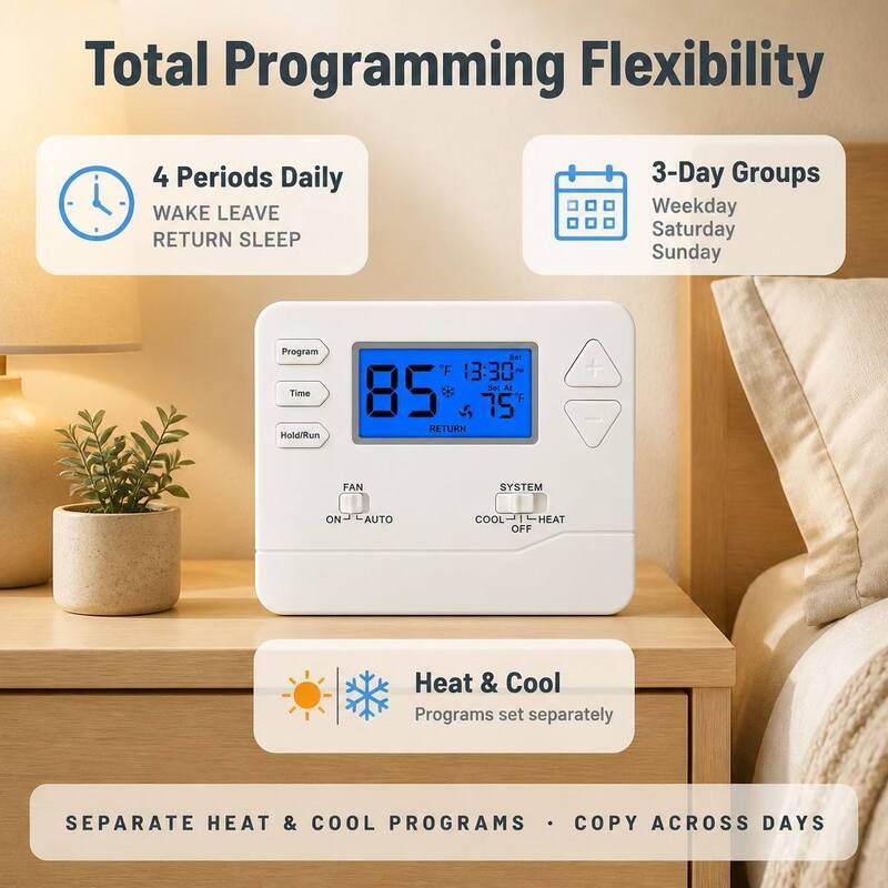 Riseem 2.08 Sq.in. Display Size Programmable Room Air Conditioning Thermostat for Customer Requirements