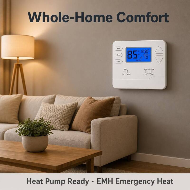 Riseem Dependable Operation Air Source Heat Pump Thermostat with Internal NTC Sensor in HEAT Mode