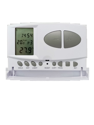 Krachtige bedrade kamerthermostaat met LCD digitaal display, batterijgevoed, temperatuurbereik 5-35°C