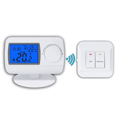 Floor Heating Thermostat Wireless Room Thermostat in White with LCD Display