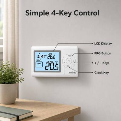 Riseem Temperatuurcontroller Verwarming 7 dagen Programmeerbare thermostaat met verwarmings- en koelschakelaar