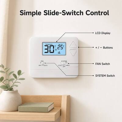 Riseem Programmeerbare bedrade kamertemperatuur verwarming thermostaat 5-35C Temperatuurbereik Perfect voor elke kamer