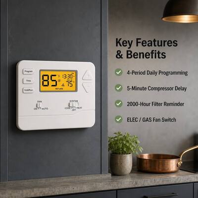 Riseem Slimme en Handige Digitale Elektronische Kamerthermostaat voor Temperatuurbereiken 32°F - 99°F STN605