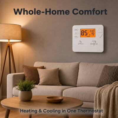 Riseem Programmeerbare 2 Warmte 2 Koel Thermostaat Temperatuurregelaar Compatibiliteit Werkt met de meeste Verwarmings- en Koelsystemen
