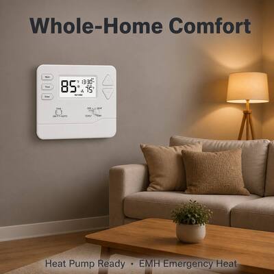 Riseem ±1°C Nauwkeurigheid Warmtepomp 7-daagse Thermostaat voor Wand- of Junction Box Montage en Conventionele of Warmtepomp Toepassingen