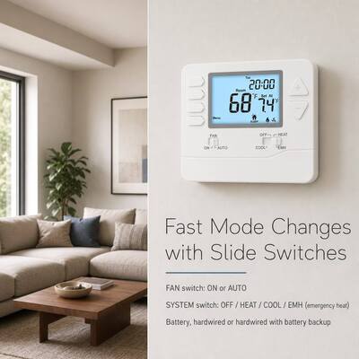 Riseem Wekelijks programmeerbaar 0.5°C nauwkeurigheid HVAC-systeem warmtepomp Thermostaat 24V