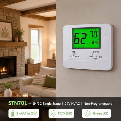 Verwarming en Koeling Digitale Thuis Niet-Programmeerbare 24V HVAC Thermostaat Terminalaanduidingen C Geschikt voor Conventionele Toepassing Type Verwarming Koelsystemen
