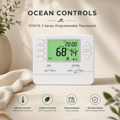 24V of Batterijen Aangedreven Programmering 7 Dagen Programmeerbare Mutil Stage Thermostaat Uitgerust met Groot LCD-scherm Monteert op Muur of Junction Box Verbetert Energie-efficiëntie