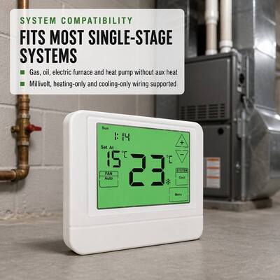 24V Verwarming en Koeling Programmeerbare Touchscreen Bedrade Kamer Batterijgevoede Thermostaat Geschikt Airconditioning HVAC Systeem