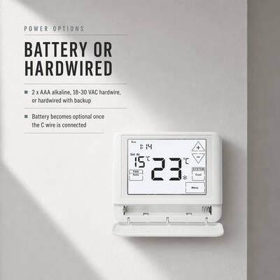 24V Batterij-gevoed 1 Verwarming 1 Koeling Bedraad Kamer 7 Dagen Programmeerbare Touchscreen Thermostaat Voor HVAC Controle