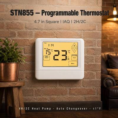 STN855 Warmtepomp 7-daags programmeerbare 7-daags 2 warmte 2 koeling Wandmontage thermostaat voor HVAC-regeling