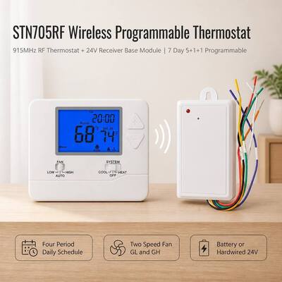 24V Draadloze programmeerbare PTAC RF 1 H 1 C RF Hotel Thermostaat 915MHZ voor Temperatuurregeling