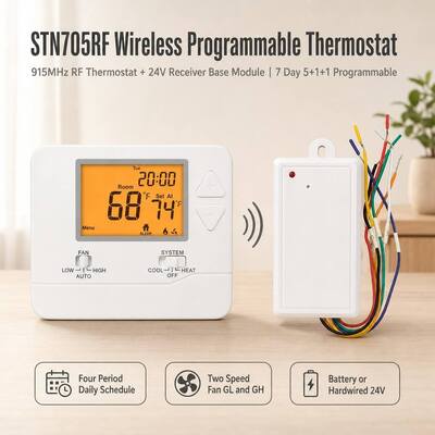 24V of Batterij Aangedreven Verwarming en Koeling 7 Dagen Draadloze Kamer Enkele Fase PTAC RF Thermostaat voor HVAC Systeem