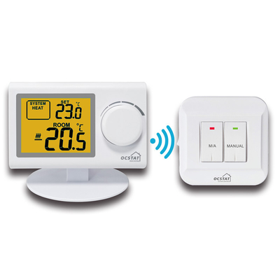 Riseem eenvoudige elektronische ketel draadloze kamer thermostaat groen achterlicht voor HVAC-systeem