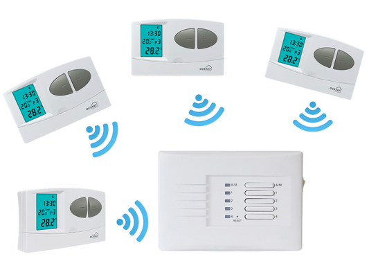Riseem ODM RF Draadloos Multi Zone Radiant Elektronisch Programmabel Verwarmkamer Thermostaat