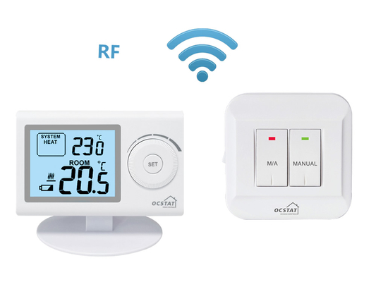 Riseem Verwarming en koeling Niet-programmeerbare RF-kamerthermostaat met 2 * AAA-batterij