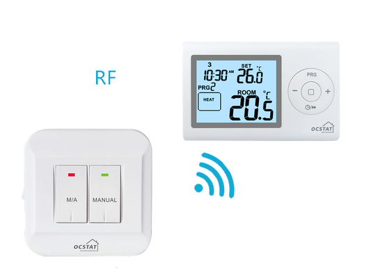 Riseem ABS OEM ODM Blauw LCD-scherm RF Digitaal huis thermostaat Verwarming en koeling