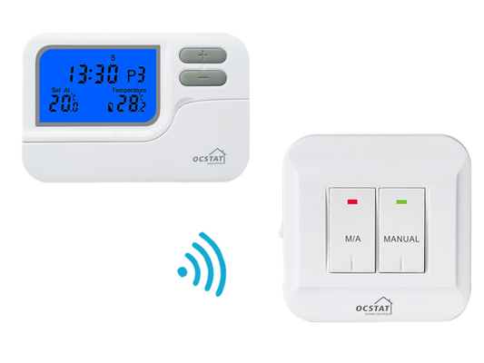 Riseem Wit ABS 868Mhz RF Kamer Draadloos Programmeerbare Digitale Thermostaat Verwarming en koeling OEM