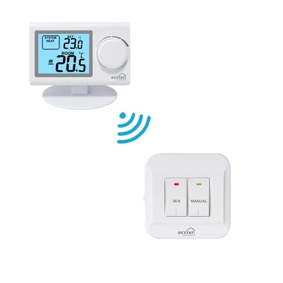 Riseem 230V RF Batterij aangedreven NTC Sensor Niet programmeerbare draadloze kamer thermostaat