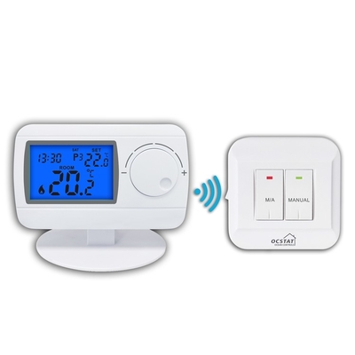 Riseem 230V Witte ABS Digitale RF Programmable Room Draadloze Thermostaat Voor Gasketels