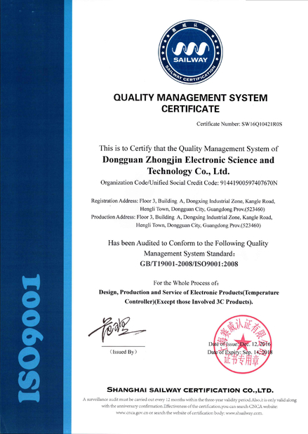 China Ocean Controls Limited certificaten